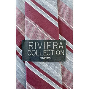 Men's Necktie Riviera Collection Silk L56" W3" red gray